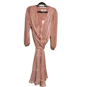 Gal Meets Glam Jennifer Shimmer Satin Wrap Dress Size 18 Wedding Mauve Pink NWT
